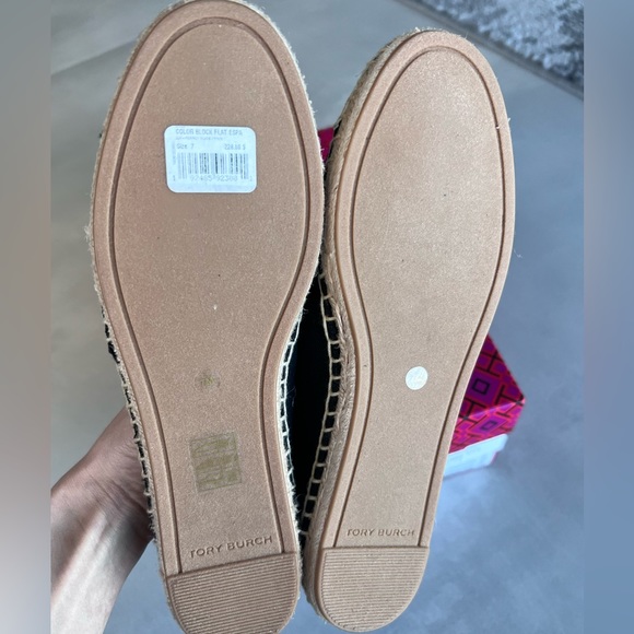 Tory Burch espadrilles black canvas slipon leather cap toe 7 slides miller Reva - Picture 5 of 6